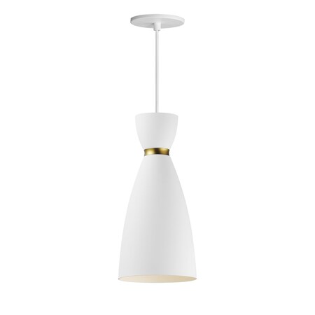 Maxim Lighting Carillon 1-Light Elongated Mini Pendant, White/Satin Brass 11301WTSBR